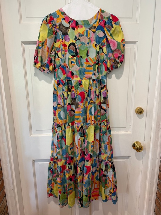 TCEC Dresses & Skirts - TCEC Multicolor Circle-Print Tiered Maxi Dress